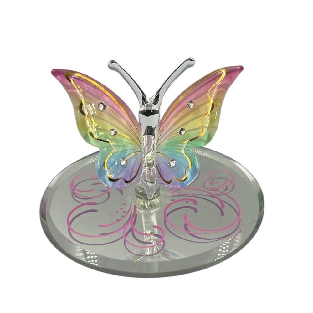 Glass‎ Baron Cyrstal Butterfly Rainbow Flutter With Swarvoski Crystal Figurine